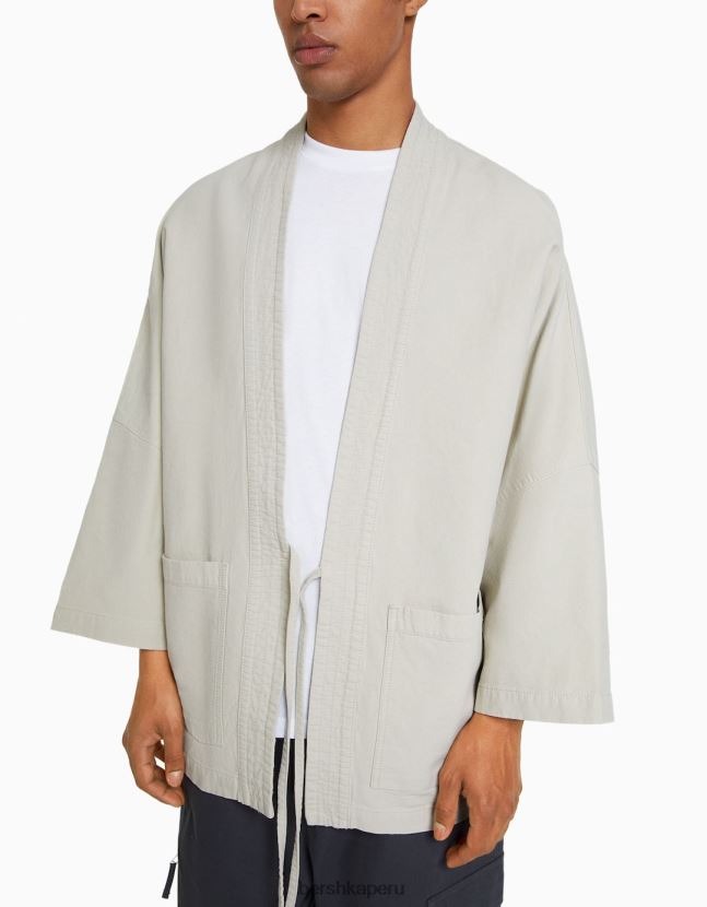 arena Bershka hombres kimono de manga larga con bolsillos 806J6B2884