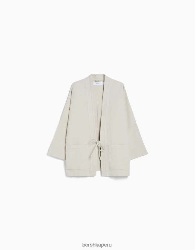 arena Bershka hombres kimono de manga larga con bolsillos 806J6B2884