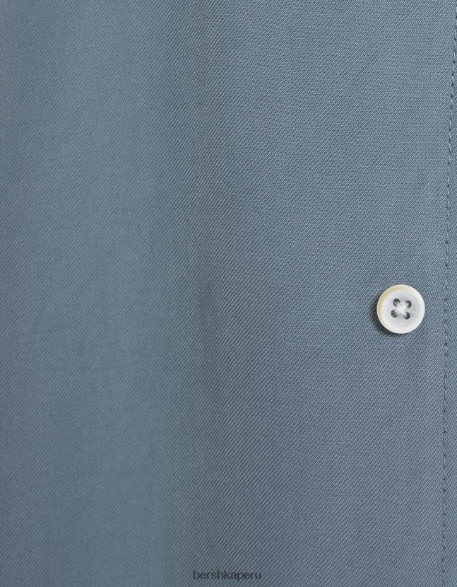 azul claro Bershka hombres camisa de manga corta con corte holgado 806J6B2906