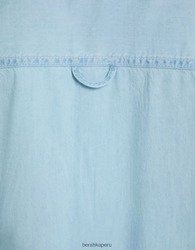 azul claro Bershka hombres camisa oversize de manga corta 806J6B2915