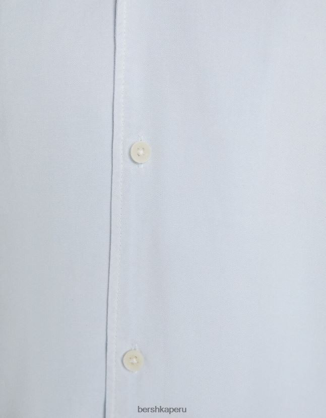 azul claro Bershka hombres camisa rústica holgada de manga corta 806J6B2942