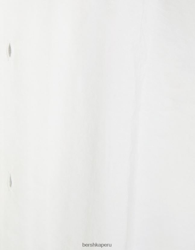 blanco Bershka hombres camisa fluida de manga corta 806J6B2917