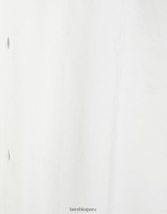 blanco Bershka hombres camisa fluida de manga corta 806J6B2919