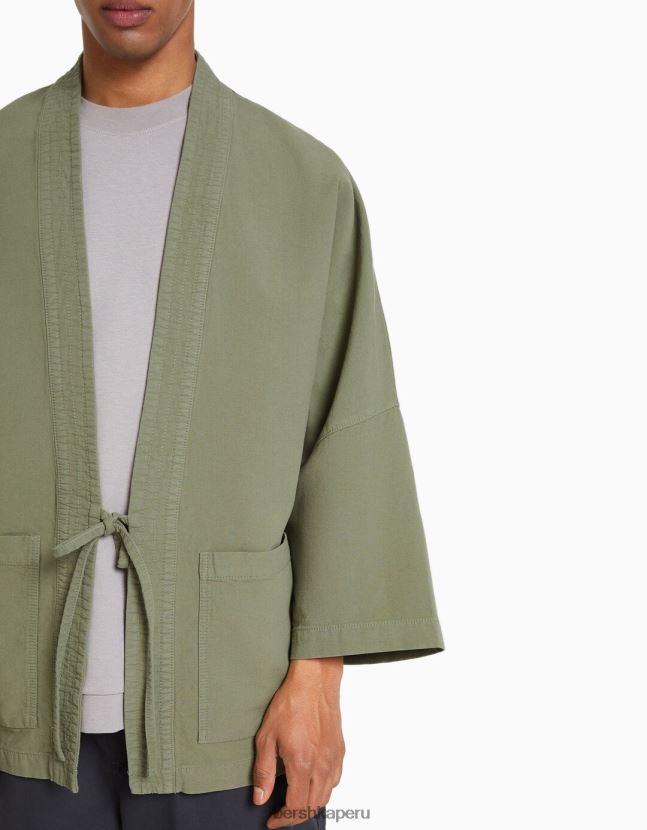 caqui Bershka hombres kimono de manga larga con bolsillos 806J6B2883