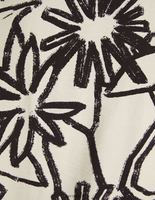crema Bershka hombres camisa de manga corta con estampado rústico 806J6B2890
