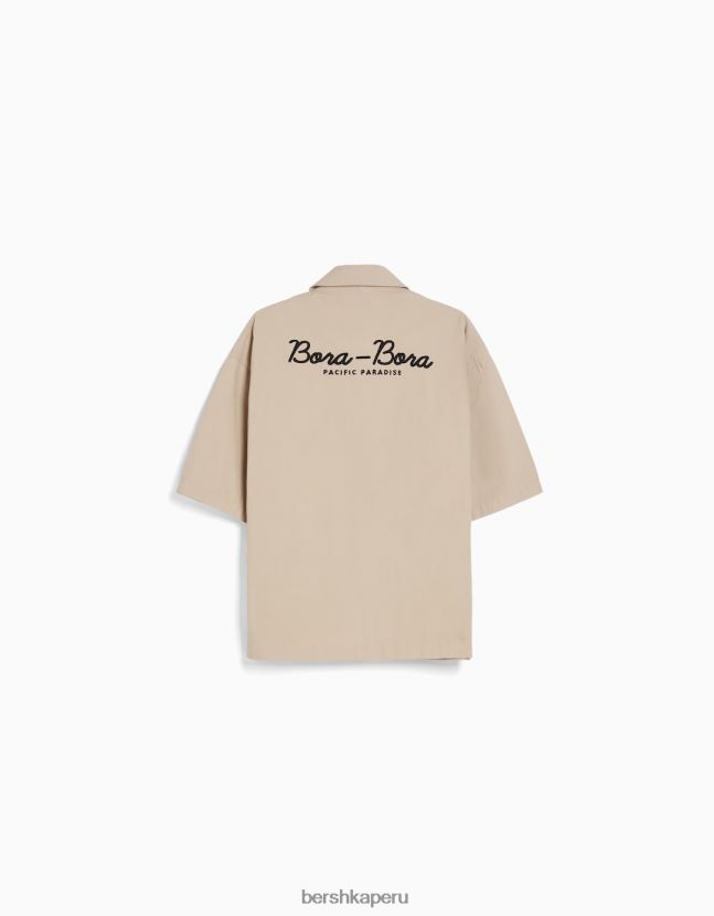 exclusivo Bershka hombres camisa de manga corta con bordado 806J6B2875