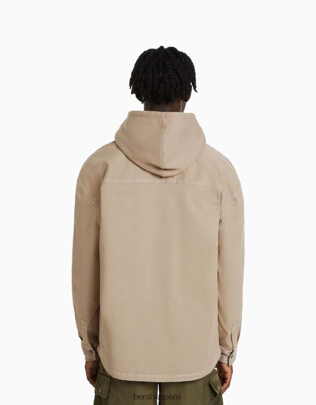 exclusivo Bershka hombres sobrecamisa de algodón con hilos en contraste 806J6B2936