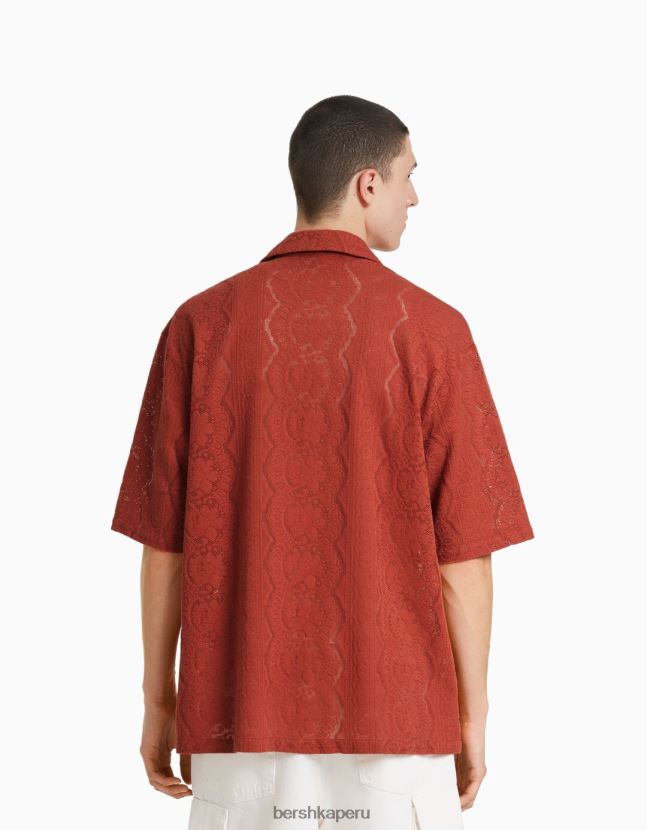 naranja Bershka hombres camisa de manga corta con corte holgado 806J6B2900