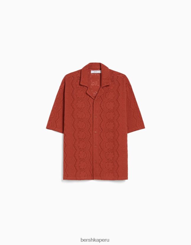 naranja Bershka hombres camisa de manga corta con corte holgado 806J6B2900