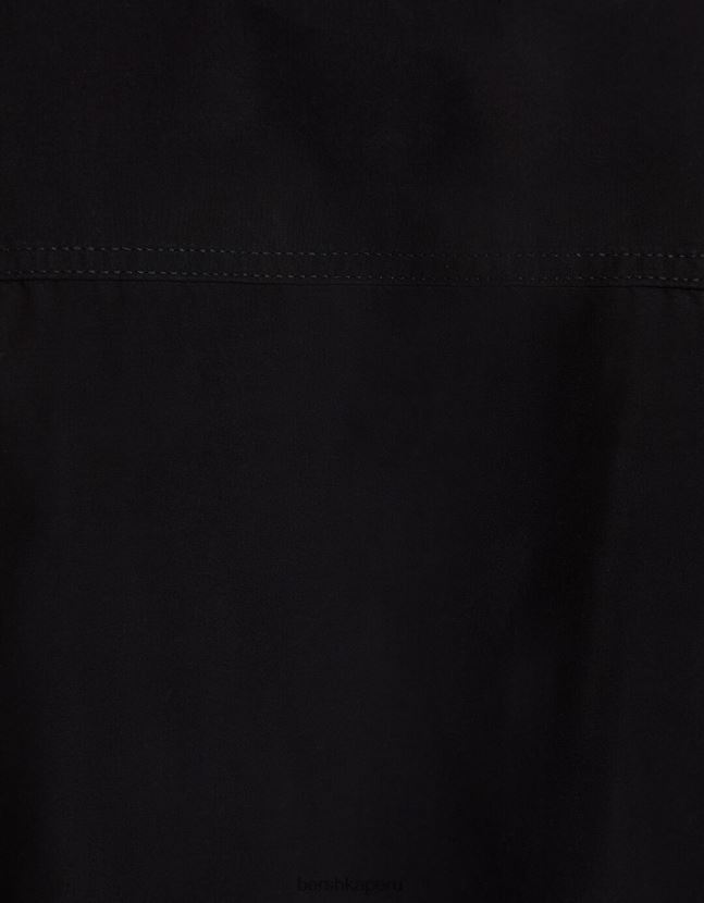 negro Bershka hombres camisa de manga corta con cremallera 806J6B2912