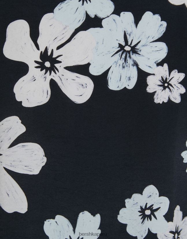 negro Bershka hombres camisa de manga corta con estampado floral 806J6B2891