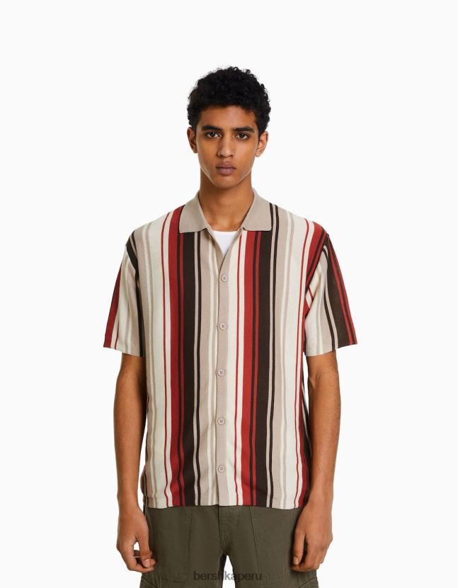 otro Bershka hombres camisa de manga corta con estampado de rayas verticales 806J6B2928
