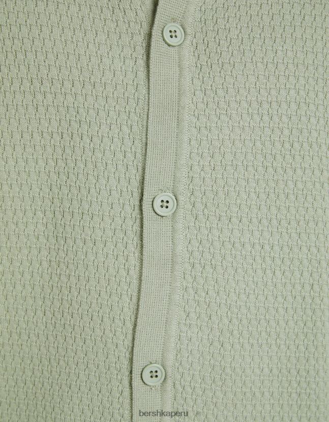 verde Bershka hombres camisa de manga corta texturizada 806J6B2901