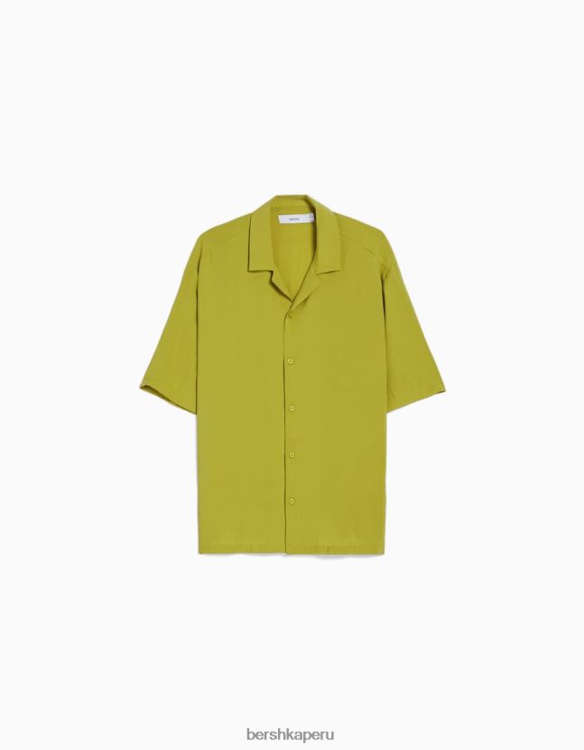 verde Bershka hombres camisa fluida de manga corta 806J6B2918