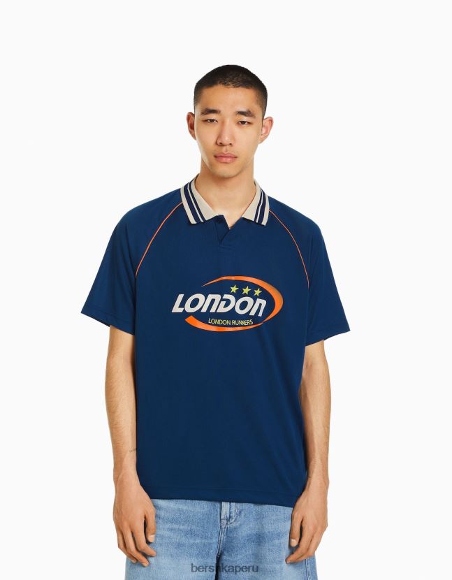 Armada Bershka hombres polo de fútbol retro deportivo de manga corta 806J6B2787