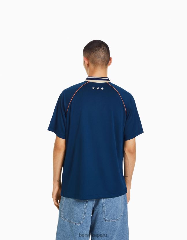 Armada Bershka hombres polo de fútbol retro deportivo de manga corta 806J6B2787