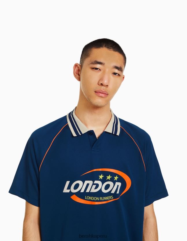 Armada Bershka hombres polo de fútbol retro deportivo de manga corta 806J6B2787