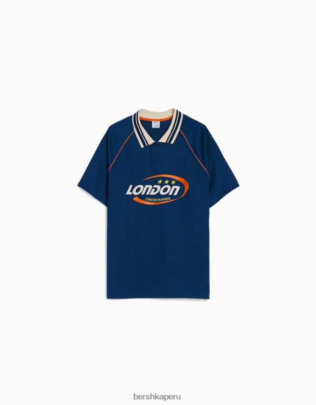 Armada Bershka hombres polo de fútbol retro deportivo de manga corta 806J6B2787