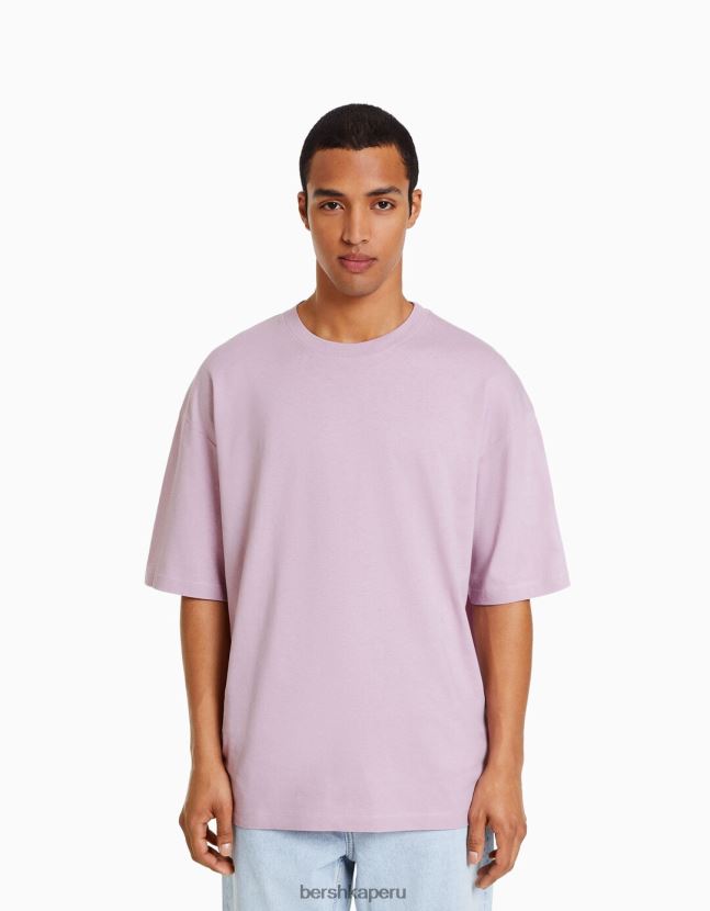 Violeta Bershka hombres camiseta oversize de manga corta 806J6B2661