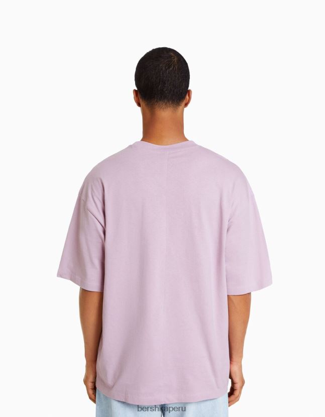 Violeta Bershka hombres camiseta oversize de manga corta 806J6B2661