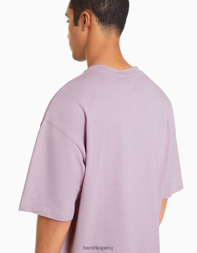Violeta Bershka hombres camiseta oversize de manga corta 806J6B2661