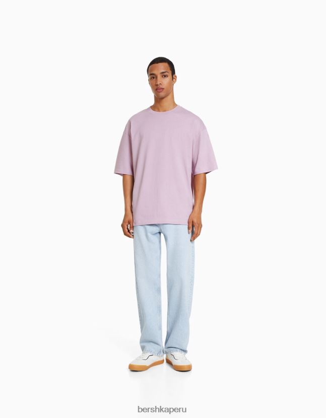 Violeta Bershka hombres camiseta oversize de manga corta 806J6B2661