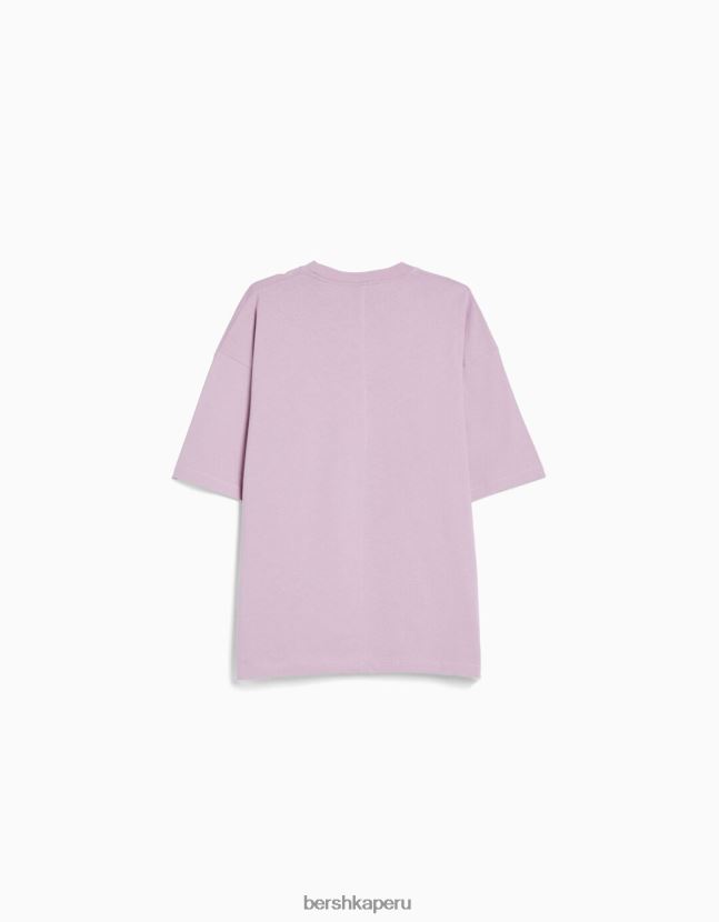 Violeta Bershka hombres camiseta oversize de manga corta 806J6B2661