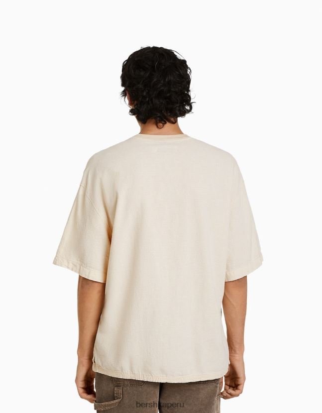 arena Bershka hombres camiseta de manga corta con acabado rústico 806J6B2852