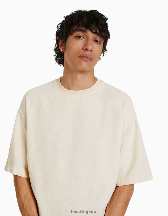 arena Bershka hombres camiseta de manga corta con acabado rústico 806J6B2852