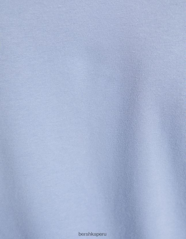 azul Bershka hombres camiseta de manga corta con cuello alto 806J6B2742