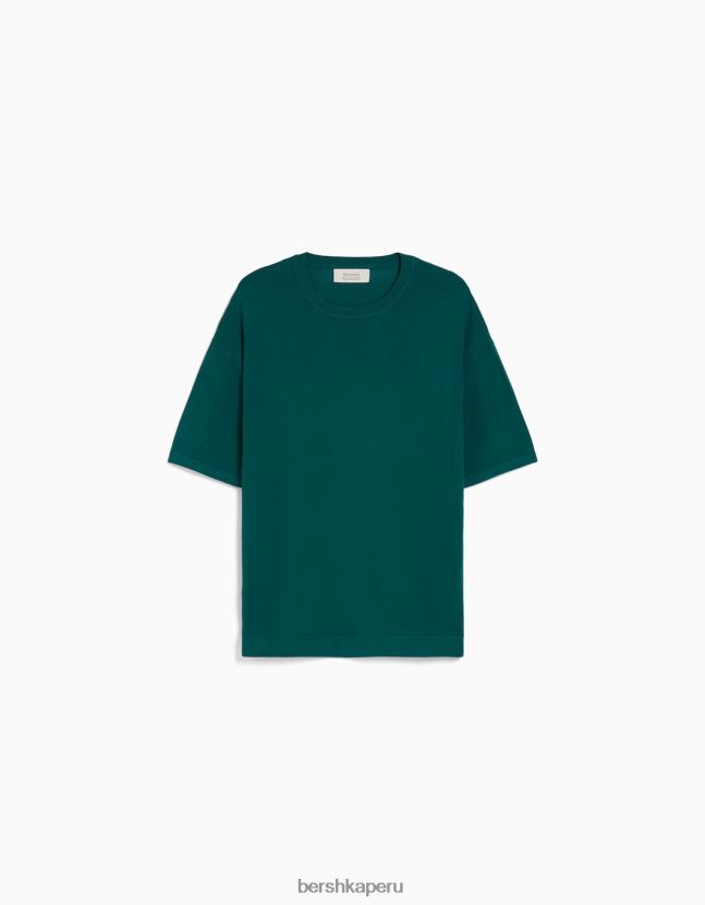 azul Bershka hombres camiseta de manga corta con cuello redondo 806J6B2819