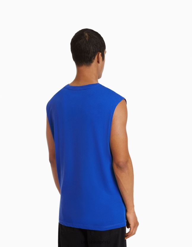 azul Bershka hombres camiseta sin mangas estilo constructor 806J6B2782