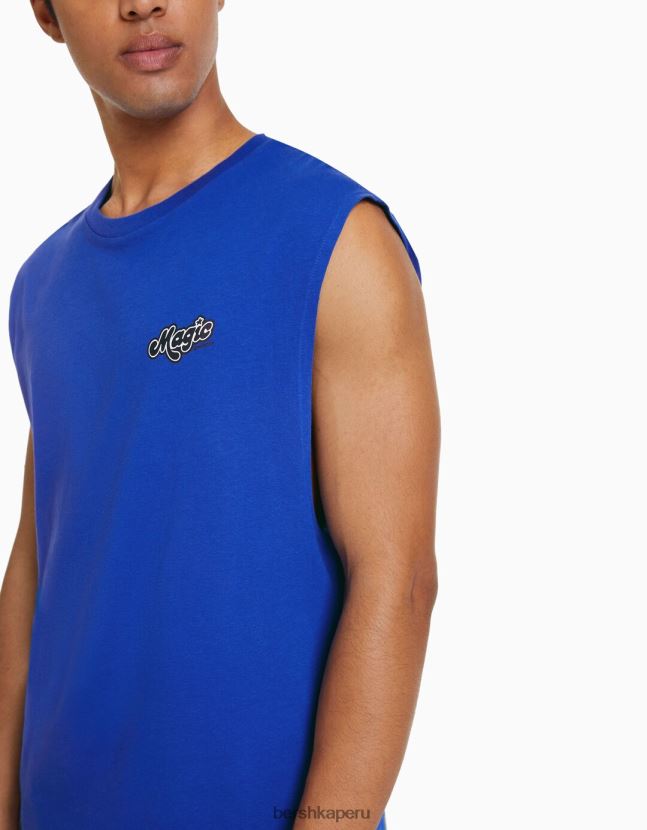 azul Bershka hombres camiseta sin mangas estilo constructor 806J6B2782