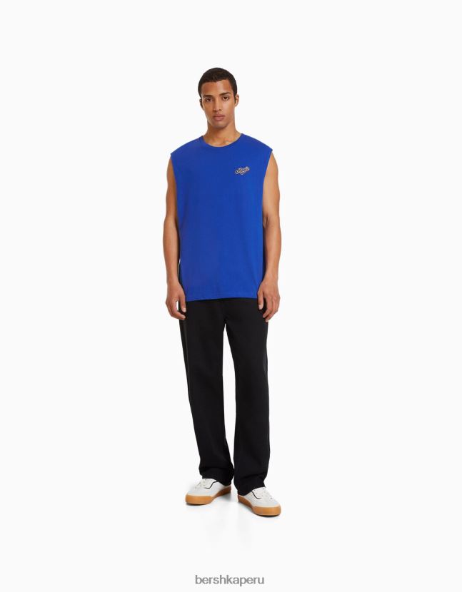 azul Bershka hombres camiseta sin mangas estilo constructor 806J6B2782