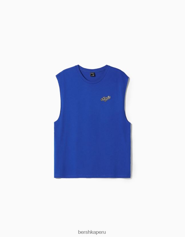 azul Bershka hombres camiseta sin mangas estilo constructor 806J6B2782
