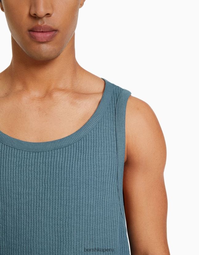 azul Bershka hombres camiseta sin mangas estilo constructor 806J6B2837