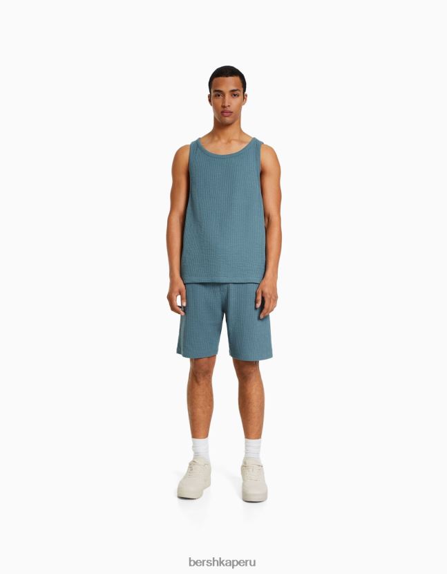 azul Bershka hombres camiseta sin mangas estilo constructor 806J6B2837