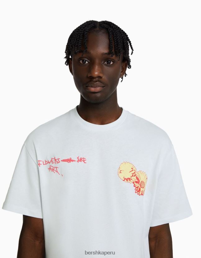 azul claro Bershka hombres playera de manga corta con estampado boxy fit 806J6B2806