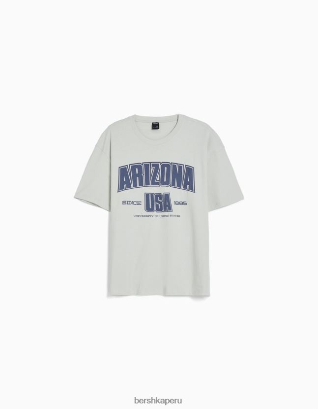 azul claro Bershka hombres playera universitaria de manga corta retro deportiva boxy-fit 806J6B2784