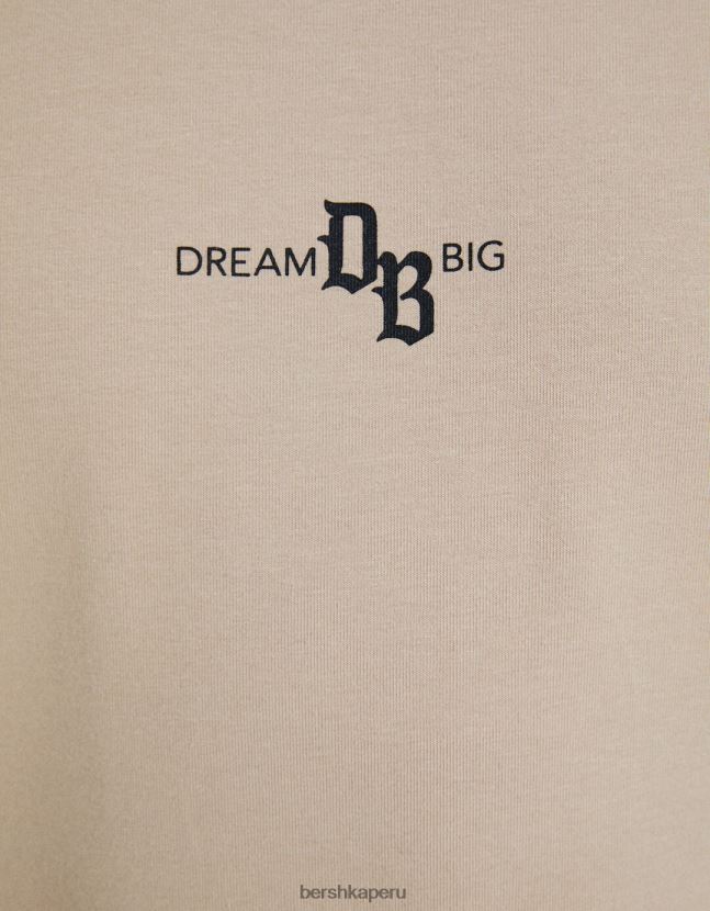beige Bershka hombres camiseta muscle fit de manga corta con detalle de rayas 806J6B2690