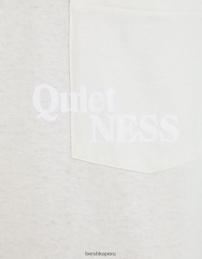 blanco Bershka hombres camiseta boxy fit de manga corta con bolsillo 806J6B2656