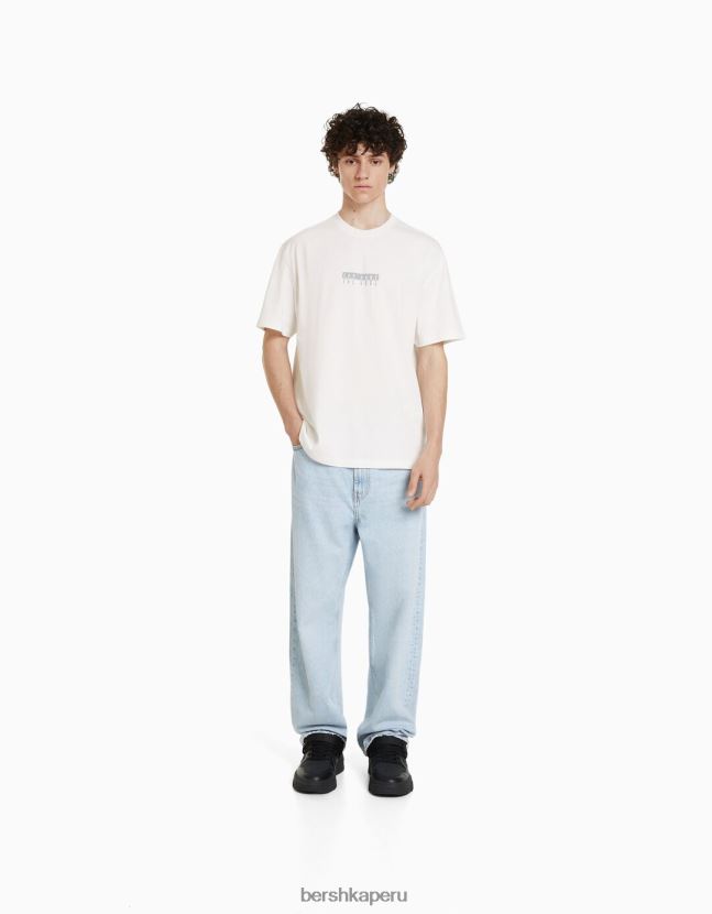 blanco Bershka hombres camiseta de manga corta con estampado de cubitos de hielo 806J6B2822