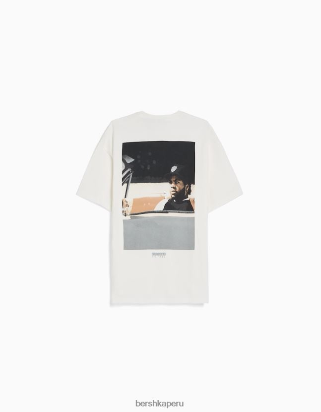 blanco Bershka hombres camiseta de manga corta con estampado de cubitos de hielo 806J6B2822