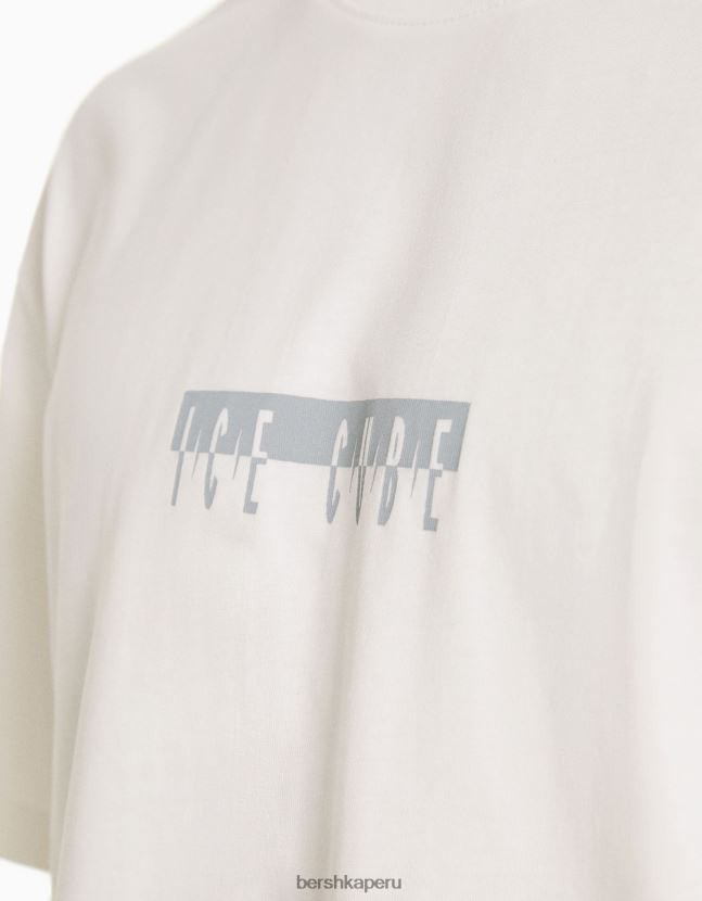 blanco Bershka hombres camiseta de manga corta con estampado de cubitos de hielo 806J6B2822