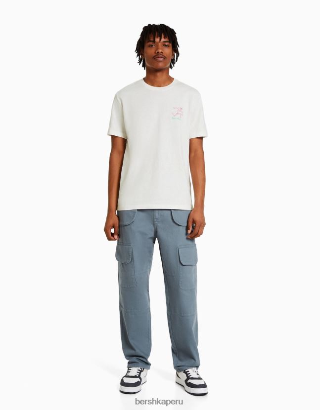 blanco Bershka hombres camiseta de manga corta con estampado de rick & morty 806J6B2855