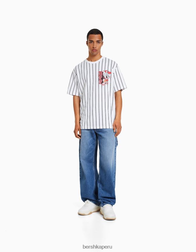 blanco Bershka hombres camiseta de manga corta con estampado de tom & jerry 806J6B2849