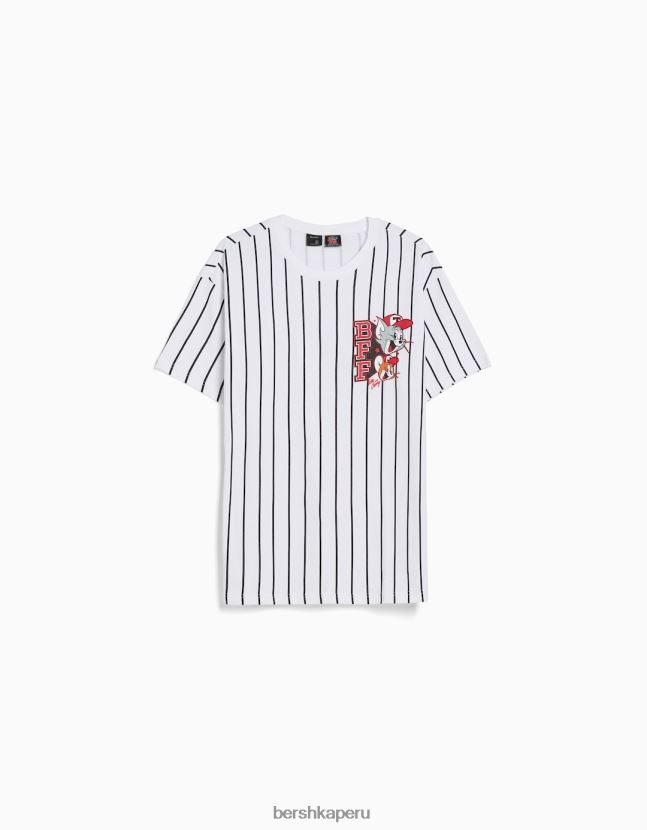 blanco Bershka hombres camiseta de manga corta con estampado de tom & jerry 806J6B2849