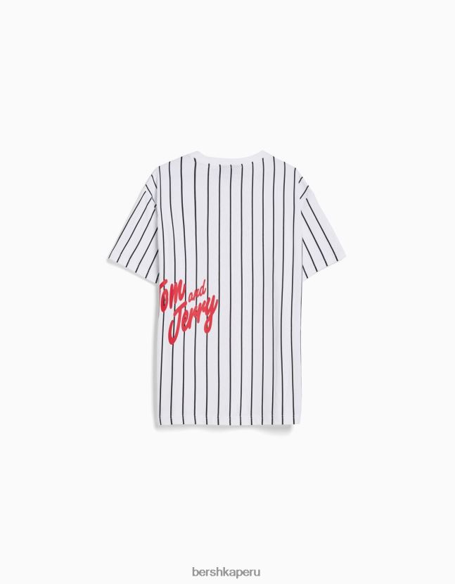 blanco Bershka hombres camiseta de manga corta con estampado de tom & jerry 806J6B2849