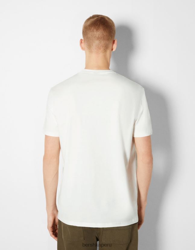 blanco Bershka hombres camiseta de manga corta con estampado fotográfico 806J6B2769