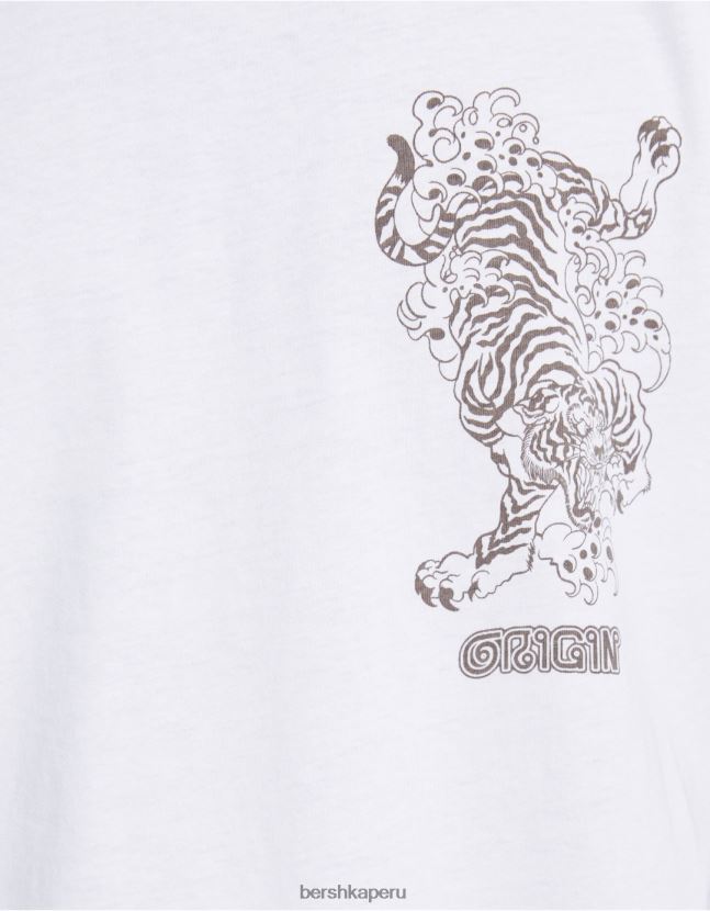 blanco Bershka hombres camiseta de manga corta con estampado regular fit 806J6B2727